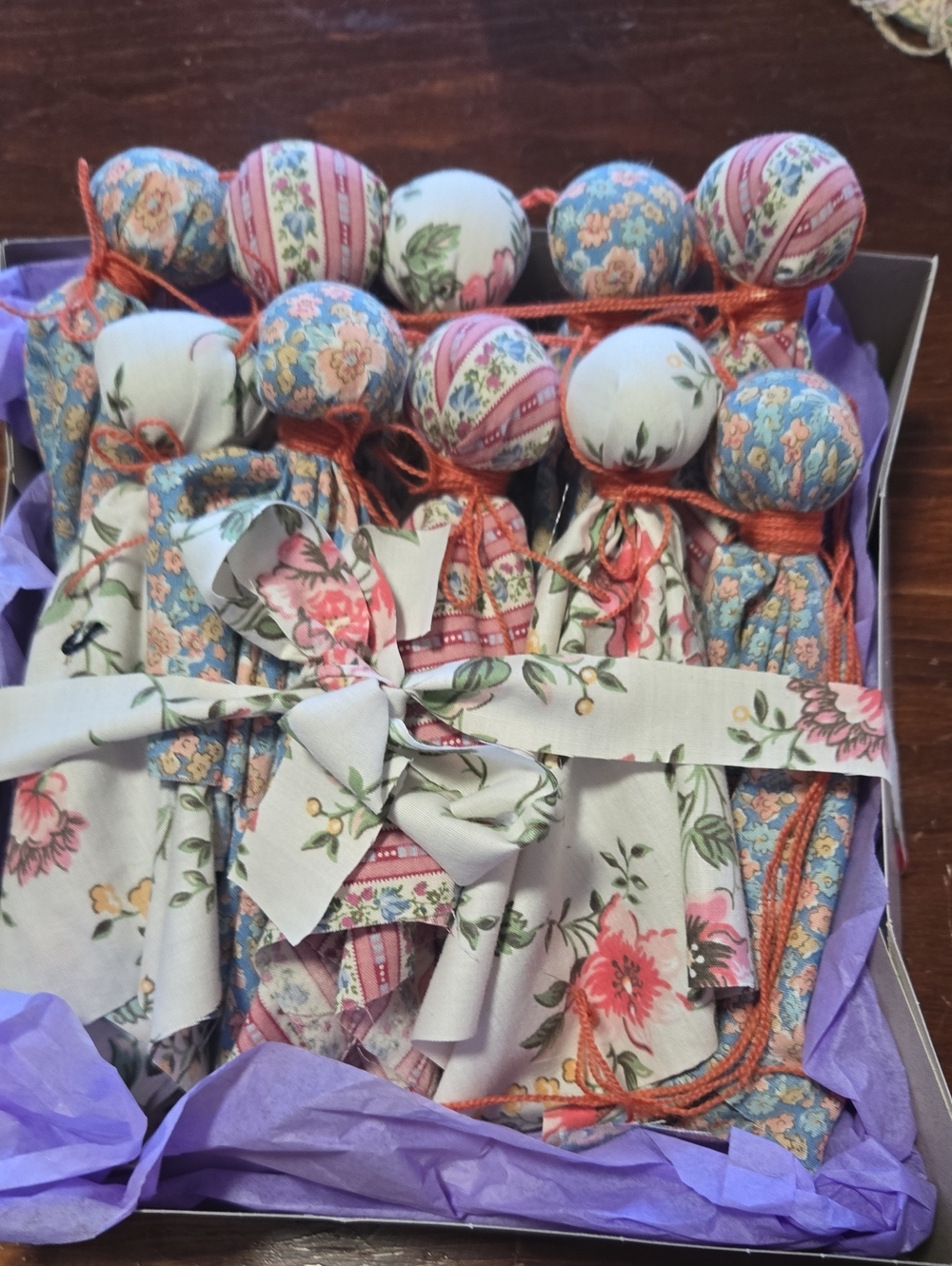 Floral Fabric HAPPY Halloween Garland Blue, Pink & White Home Accent Set